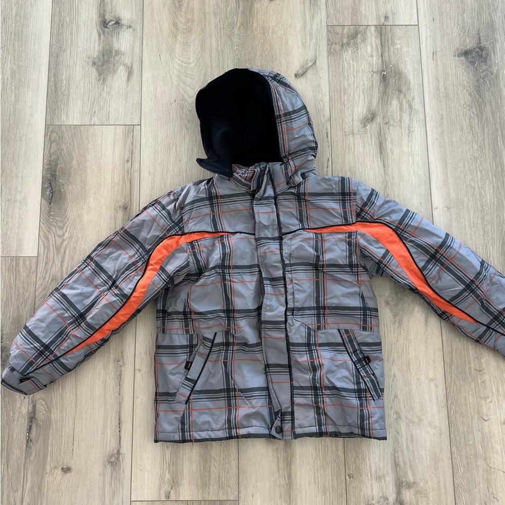 Gray, Black & Orange Kids Outerwear Jacket